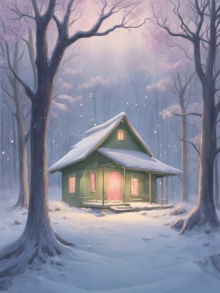 Winter Cabin In The Woods