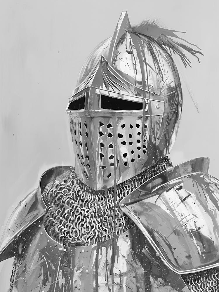 Black And White Portrait Of A Knight