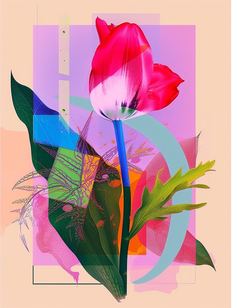 Tulip 2 Neon Flower Collage