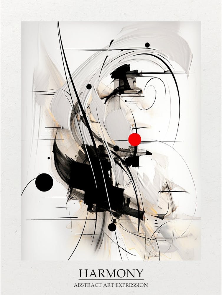 Harmony Abstract Black And White 1 Poster