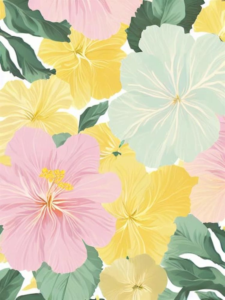 Hibiscus Pastel Floral 3 Flower
