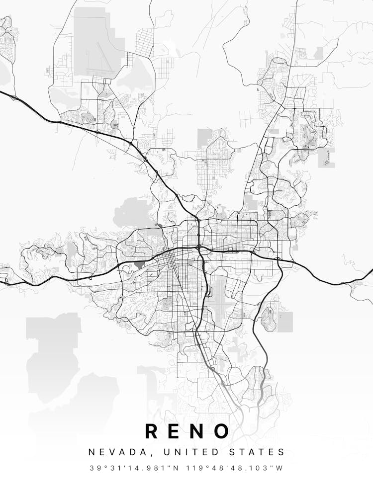 Reno Nevada Usa Weiße Karte
