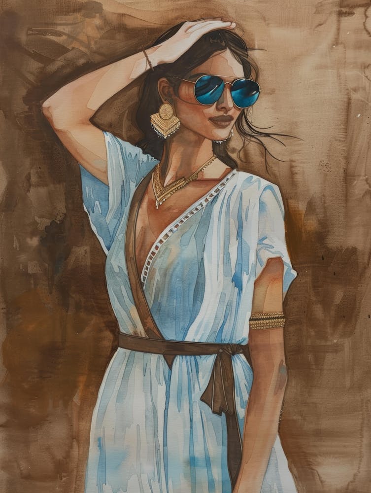 Frau im blauen Kleid 3