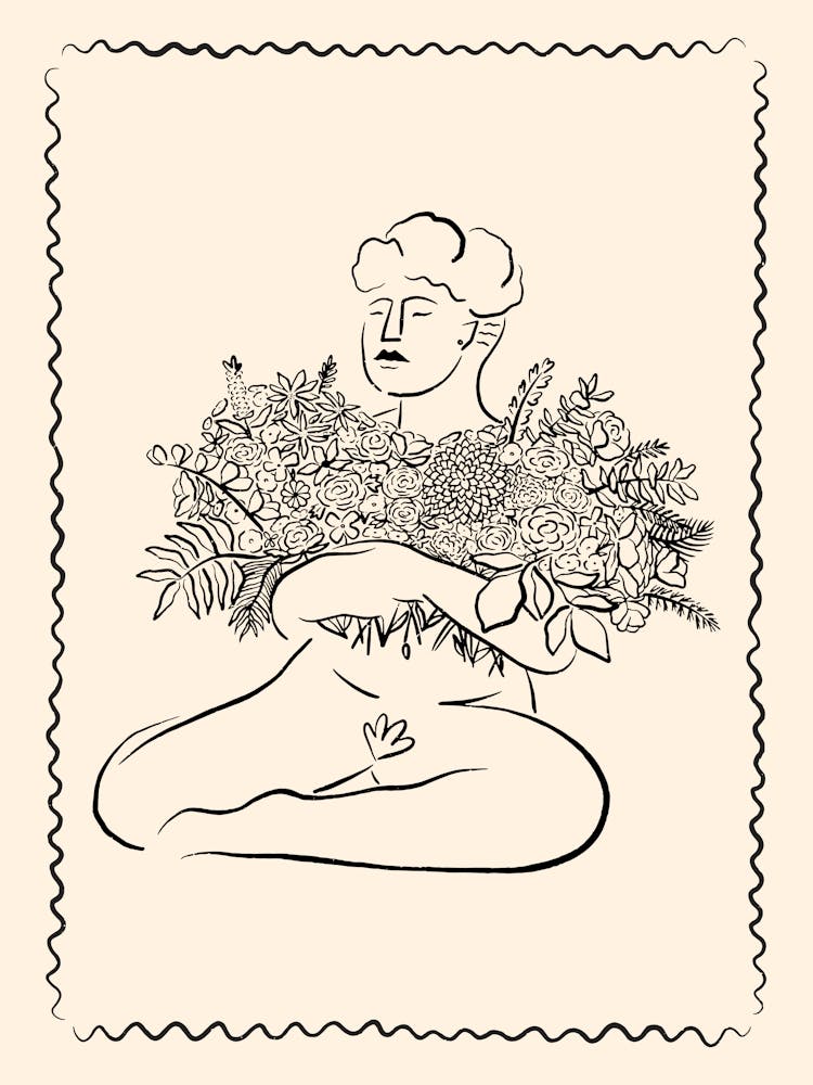 Hübsche Dame mit Blumen 06