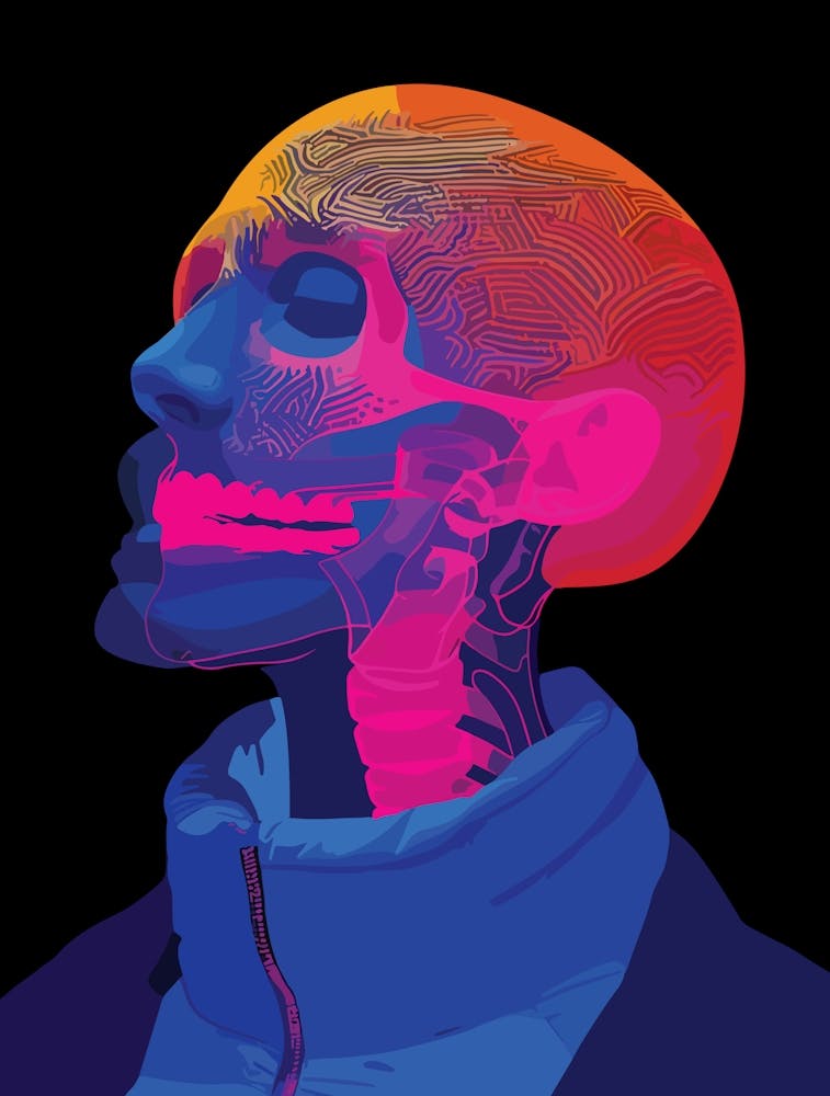 Cyber Skull Futuristic Anatomy Art