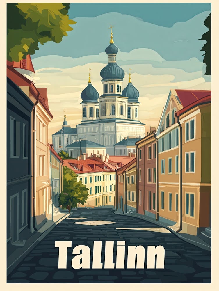 Aihrgdesign - Une affiche de voyage vintage de Tallinn