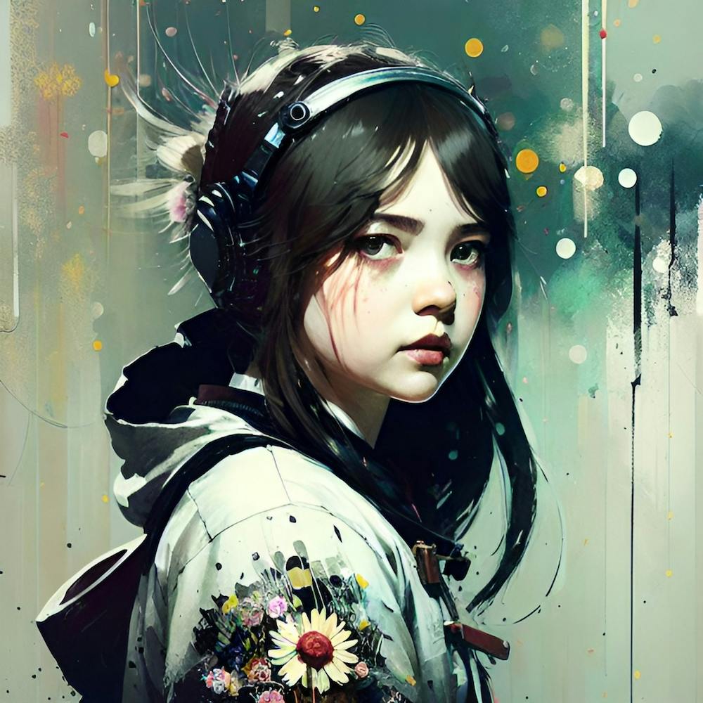 Girl With Headphones Ai