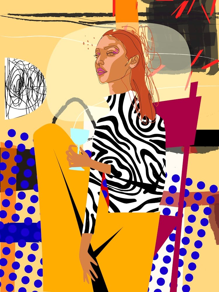 Femme au verre de vin