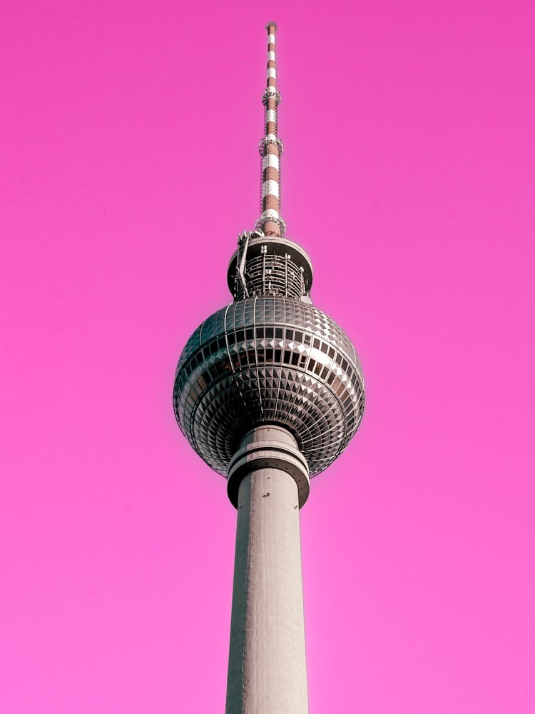 Tv Tower In Berlin And Pink Sky