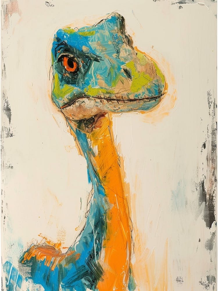 Abstract Dinosaur Brushstrokes White Background