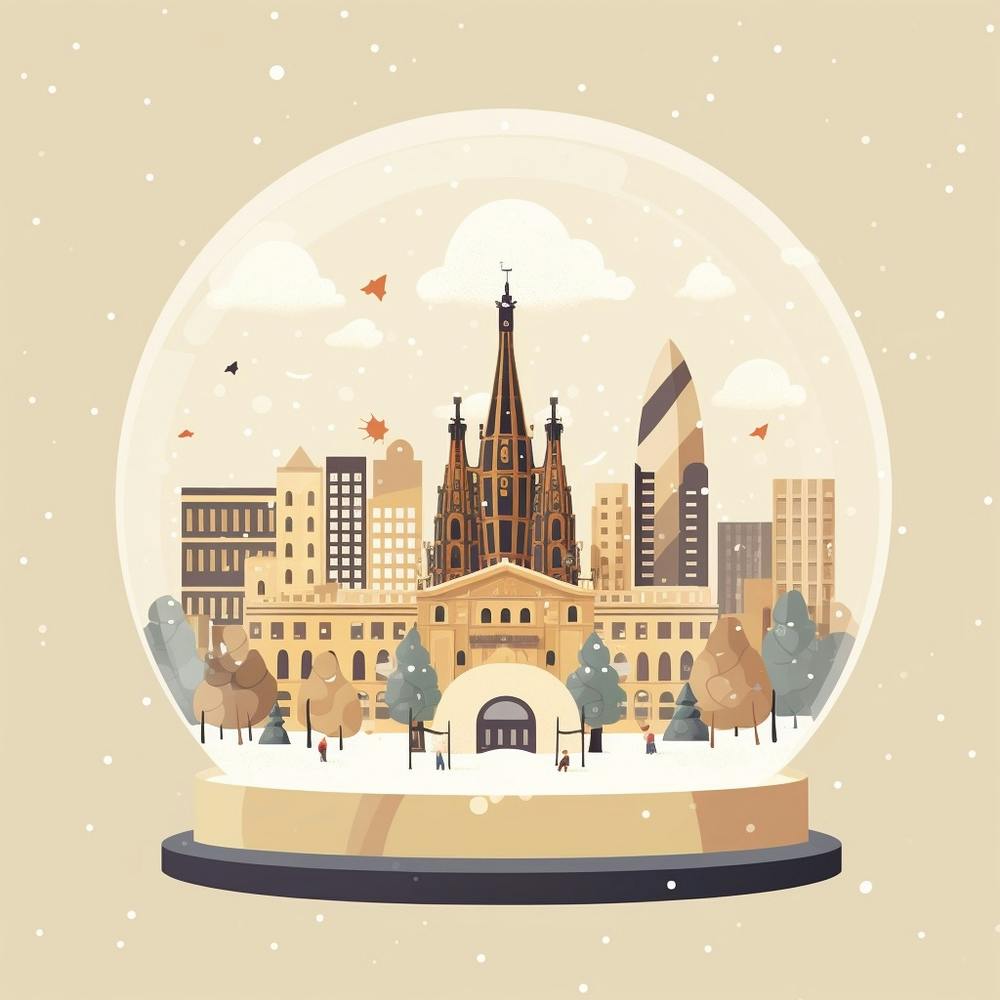 Barcelona Spain In Snowglobe