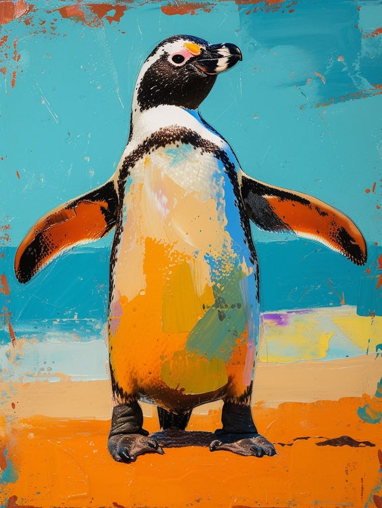Galapagos Penguin Kangaroo Island Penneshaw Colour Block Painting 4