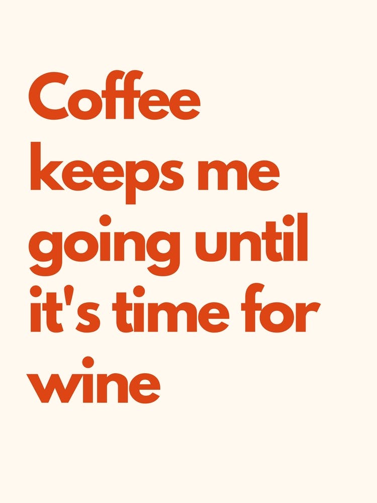 Coffee And Wine Kitchen Typography Cream Red