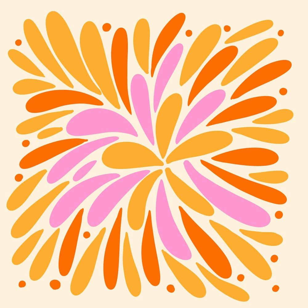 Floral Burst orange, yellow and pink