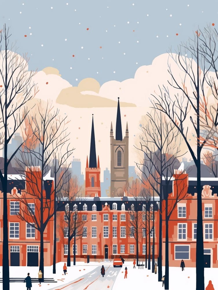 Retro Winter Illustration Glasgow United Kingdom 1