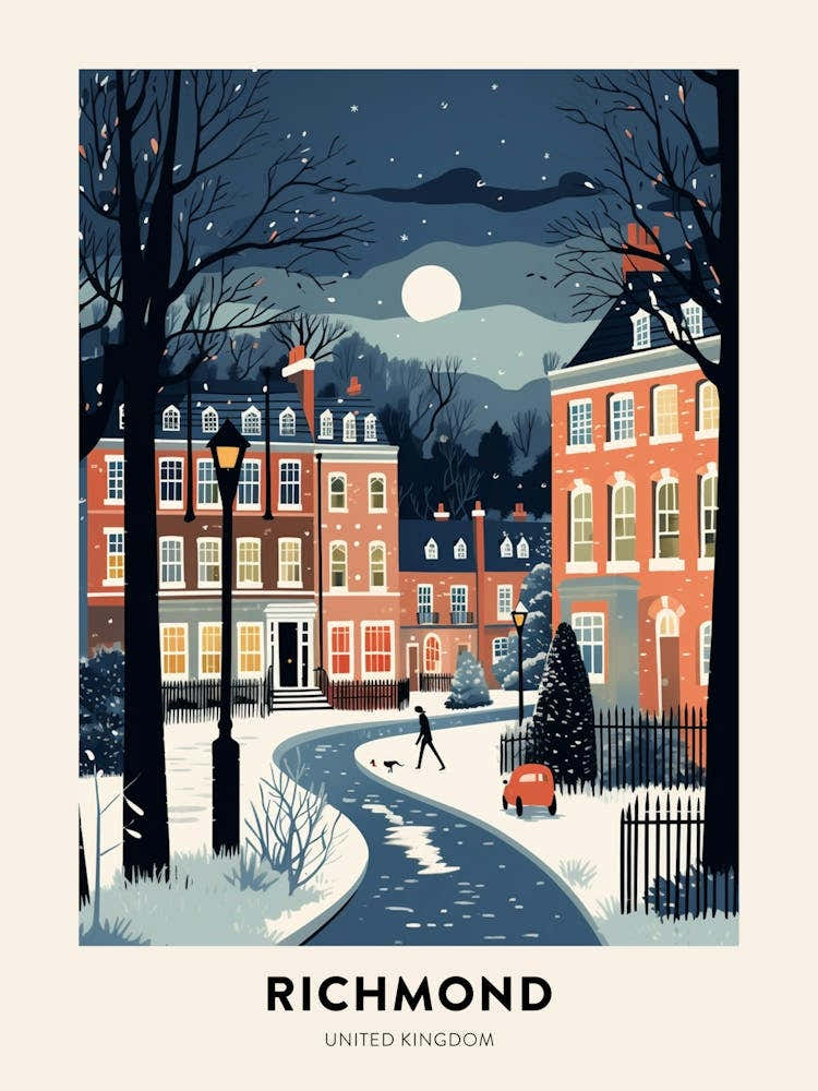 Winter Night  Travel Poster Richmond England 1