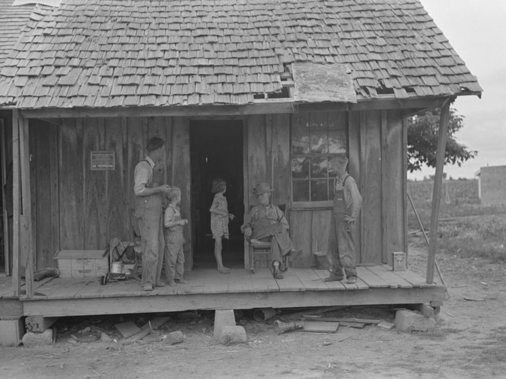 Untitled Photo, Possibly Related To Sharecropper Family On Front Porch Of Cabin, Southeast Missouri Farms By 1