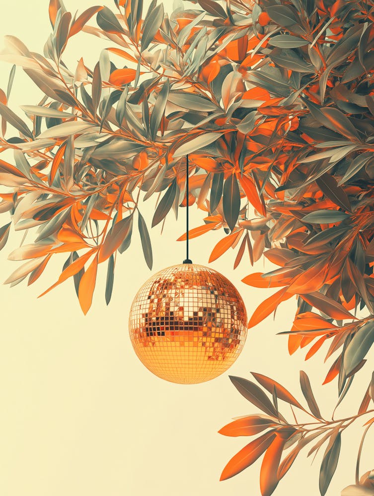 Disco Orange Art, Glam Disco Ball Orange