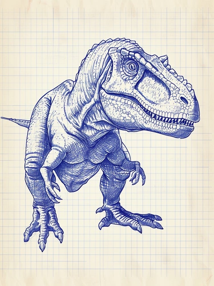 Dinosaur Blue Print Sketch 4