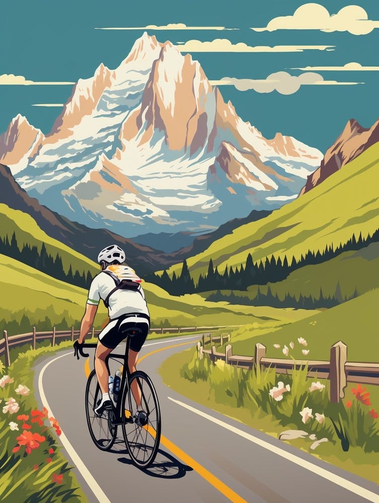 Tour De Mont Blanc France 5 Vintage Travel Illustration