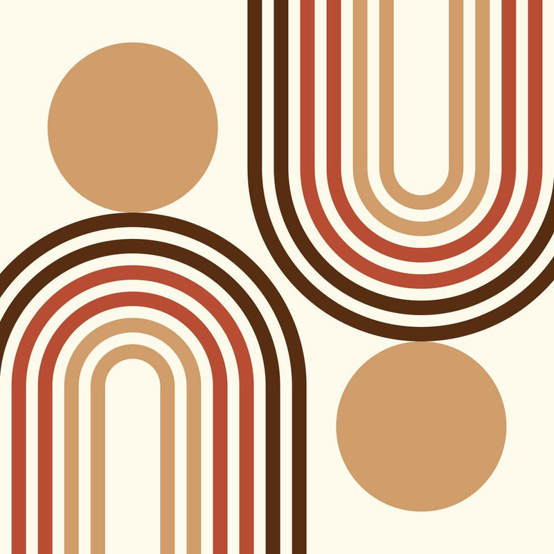 Mid Century Modern Geometric in retro gold brown terracotta (Rainbow and Sun Abstract Design) 7