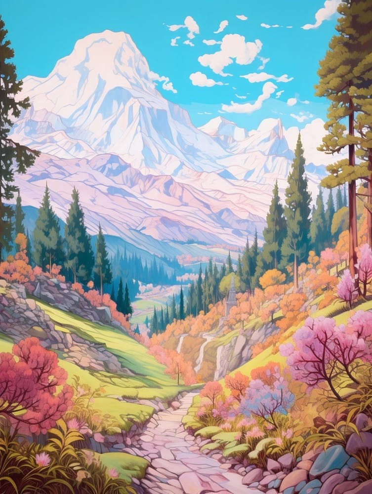 Tour De Mont Blanc Frankreich 2 Wander-Illustration