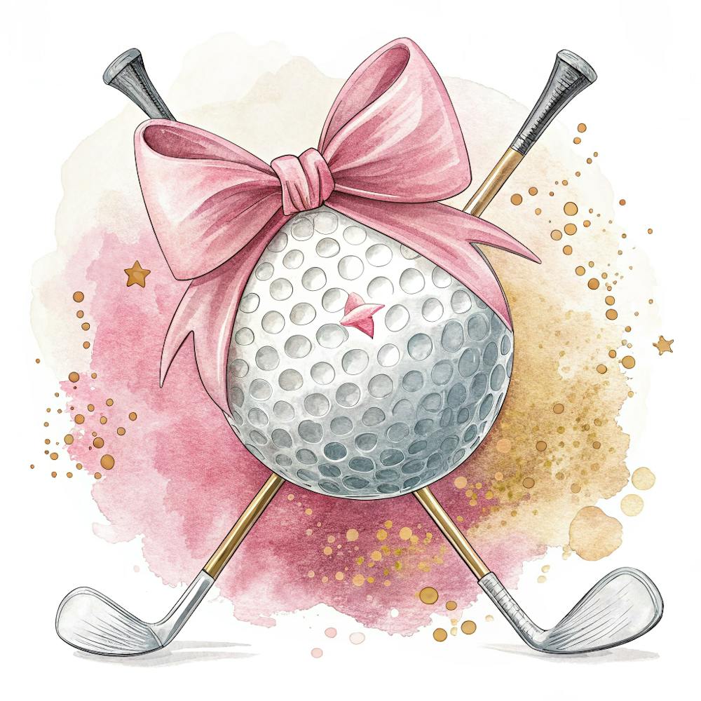 Girly Golf Aesthetic A Golf Ball With A Pink Bow (1)