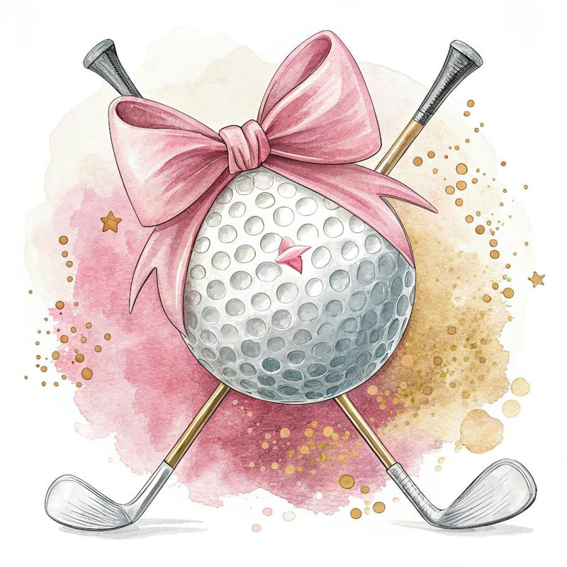 Girly Golf Aesthetic A Golf Ball With A Pink Bow (1)