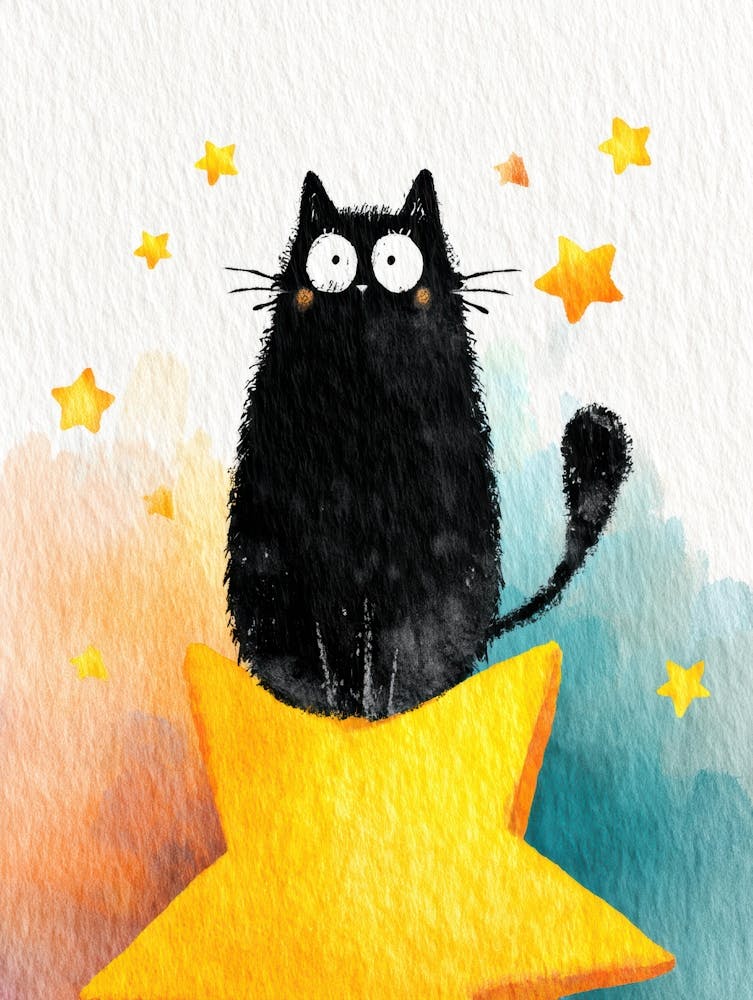 Black Cat On Star 4