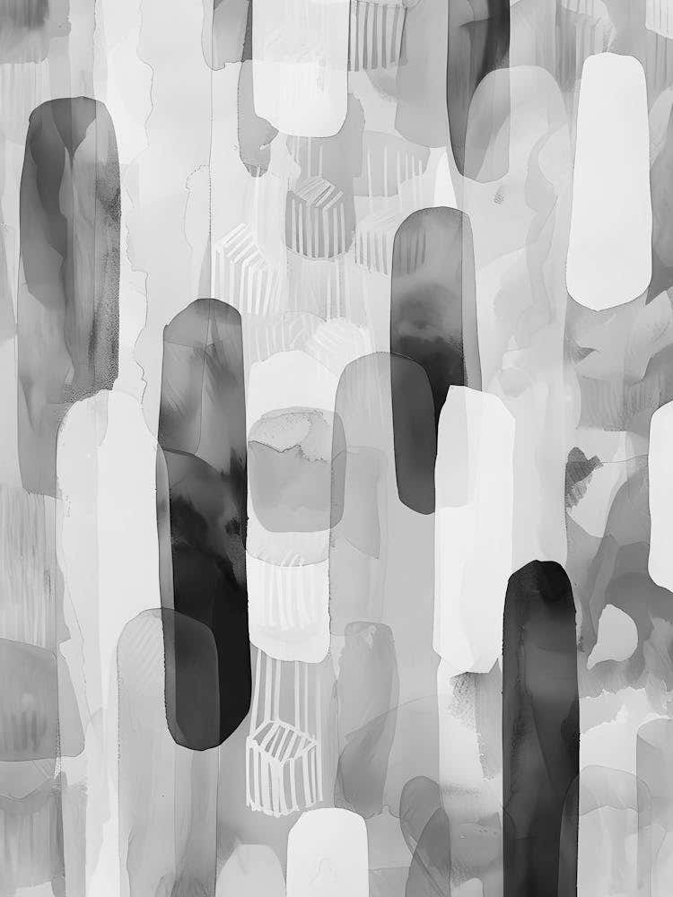 Abstract Black And White Painting 74