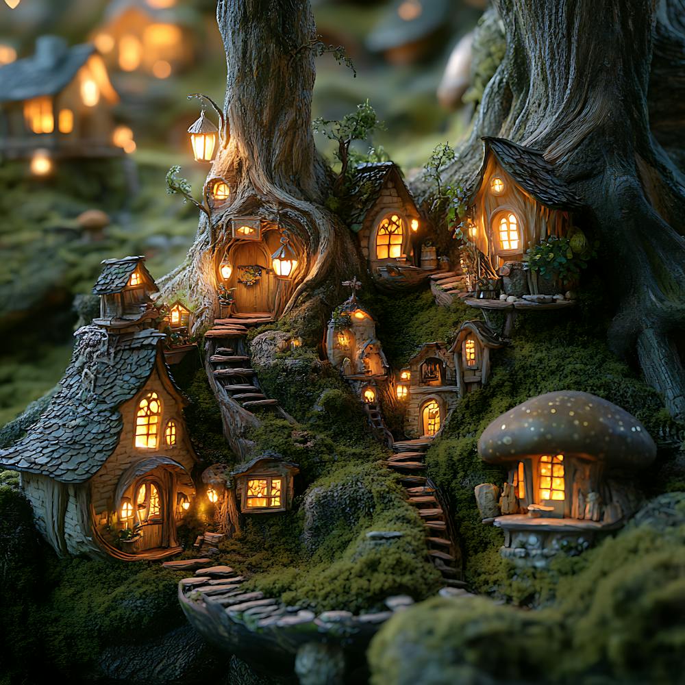Fantasy Fairy Village Twilight Scene 1
