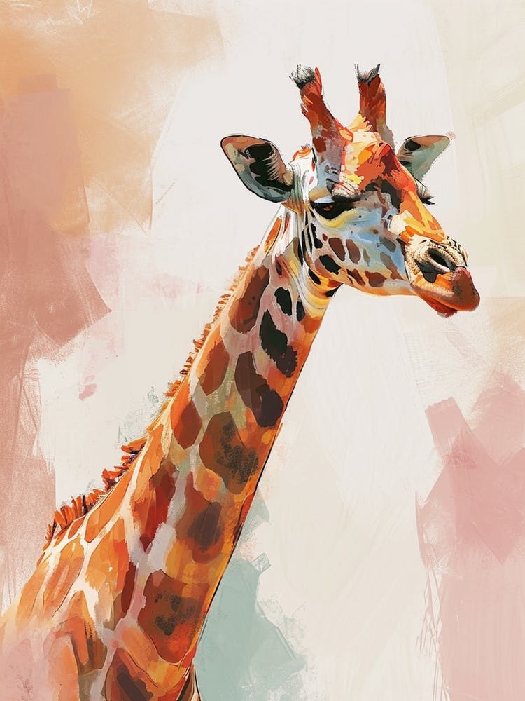Acrylic Style Illustration Of A Giraffe Portrait