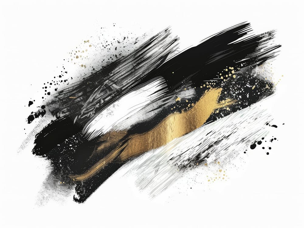 Gold And Black Abstract Painting 77