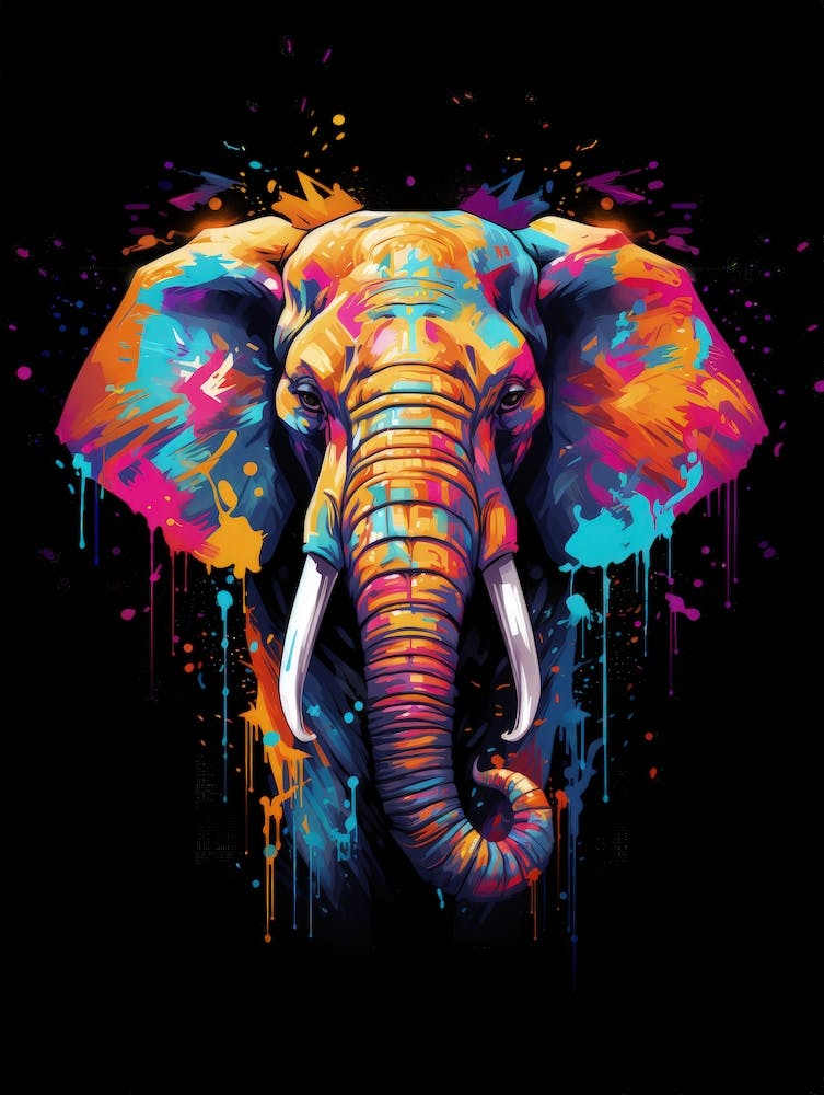 African Elephant Pop Art wall painting
