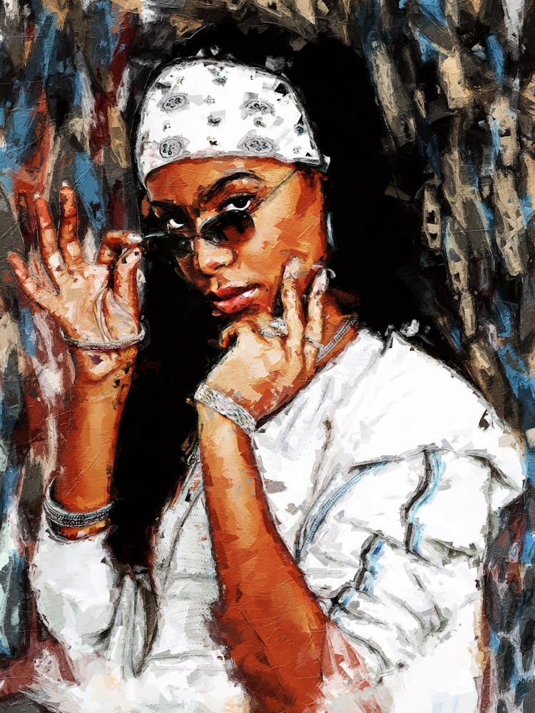 Painting Aaliyah Wearing Glasses
