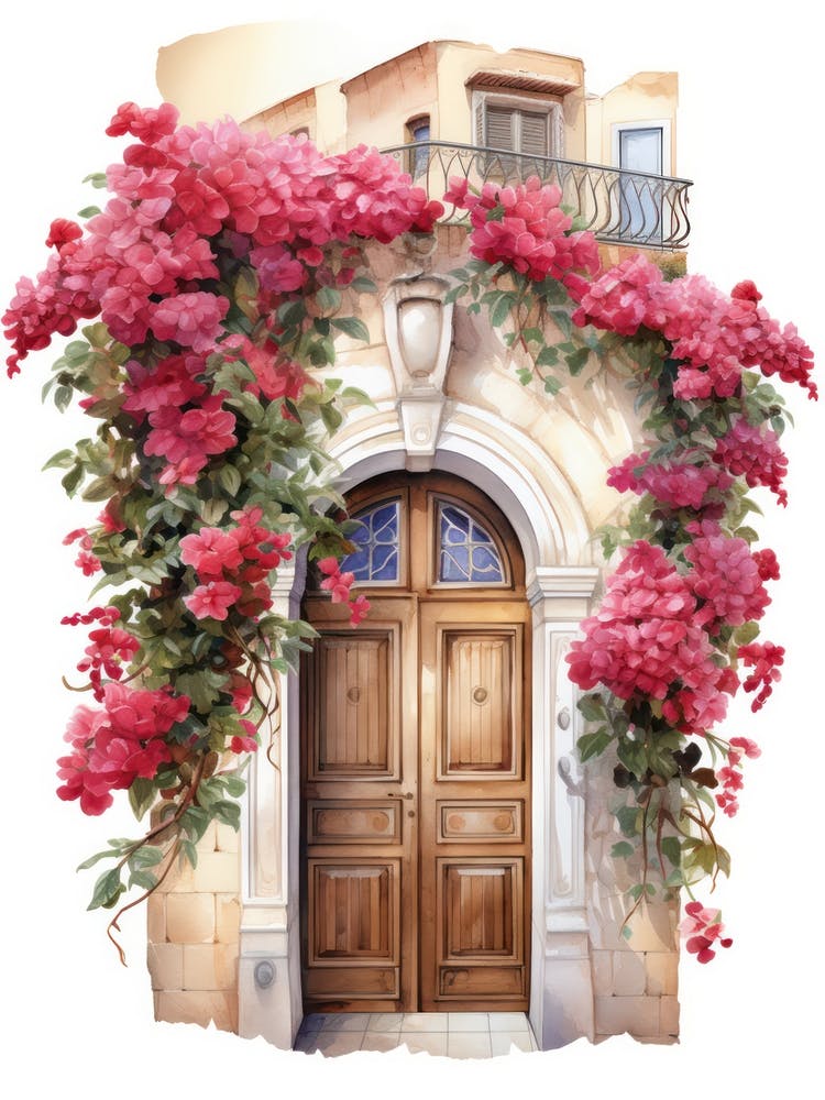Tarragona, Spain   Mediterranean Doors Watercolour Painting 1