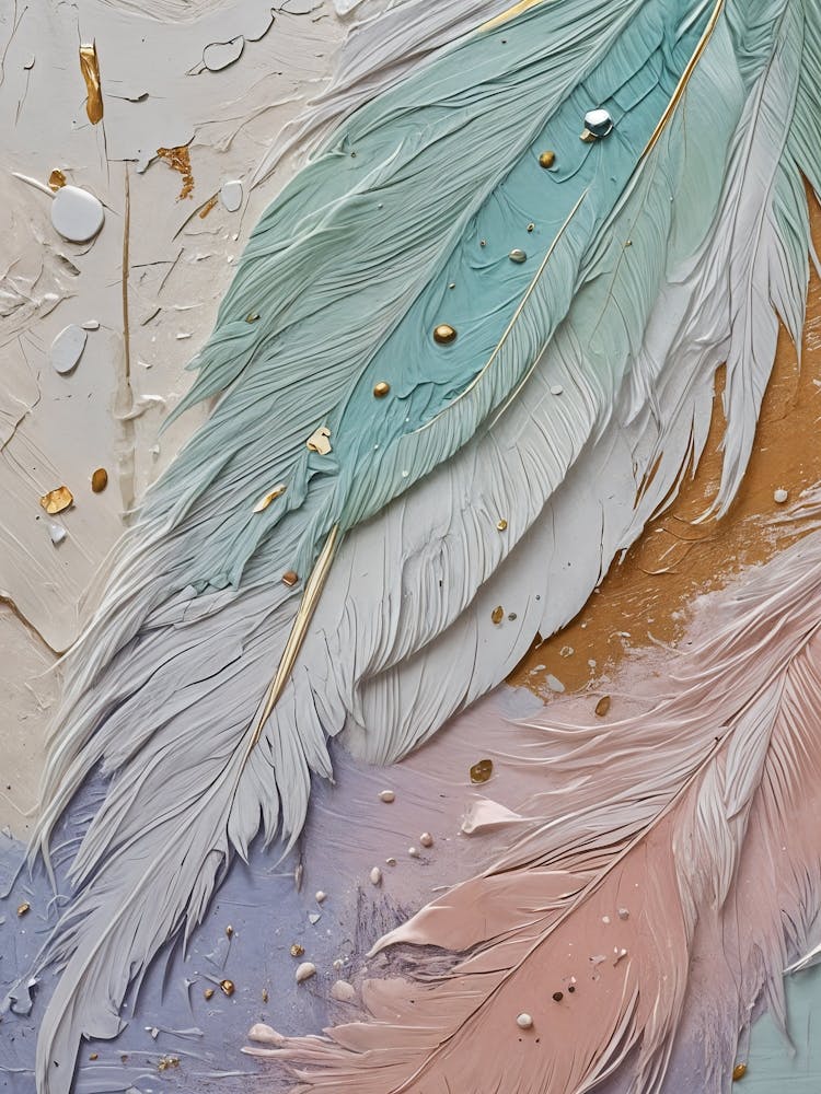 Pastel Painted Feathers no4