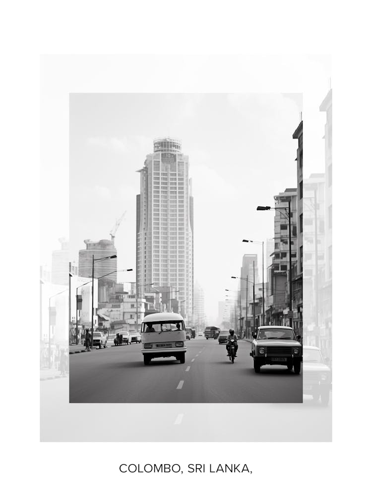 Poster Of Colombo, Sri Lanka,, Black And White Old Photo 4