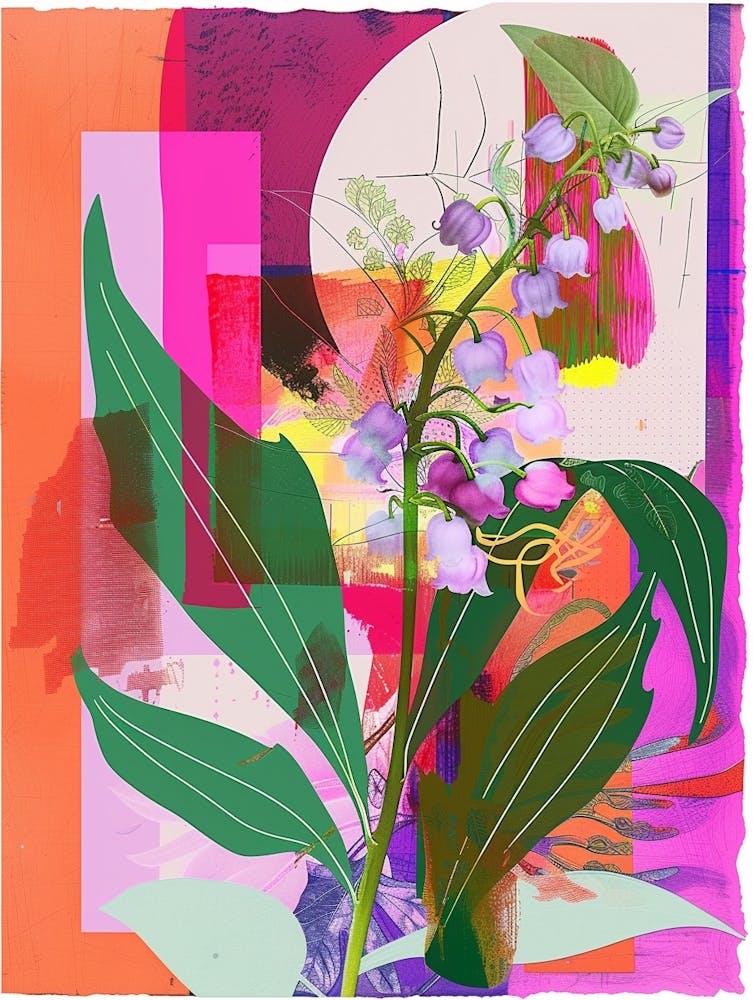 Lily Of The Valley 1 Neon Flower Collage