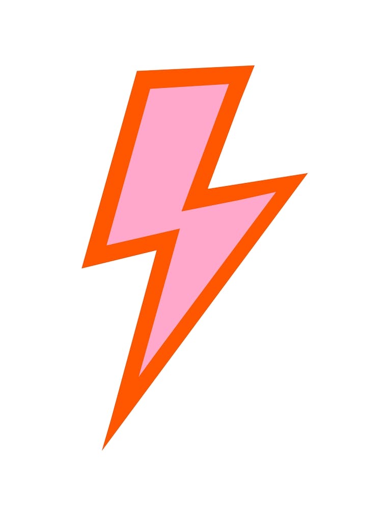 Lightning Bolt Pink with Orange Outline