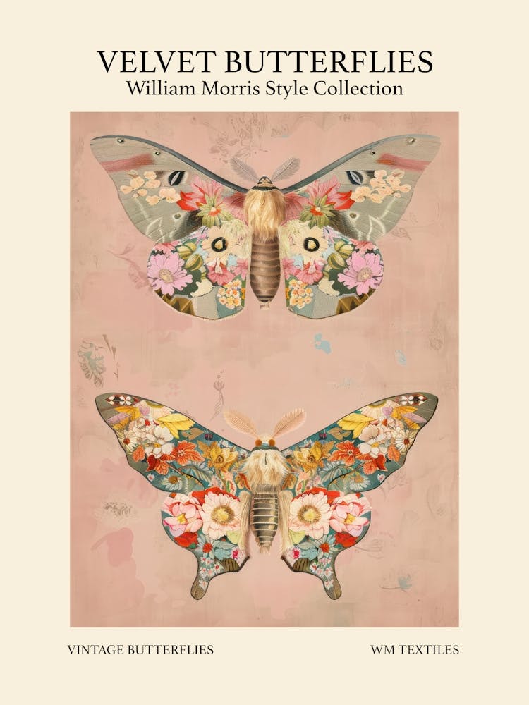 Velvet Butterflies Collection Vintage Butterflies William Morris Style 3