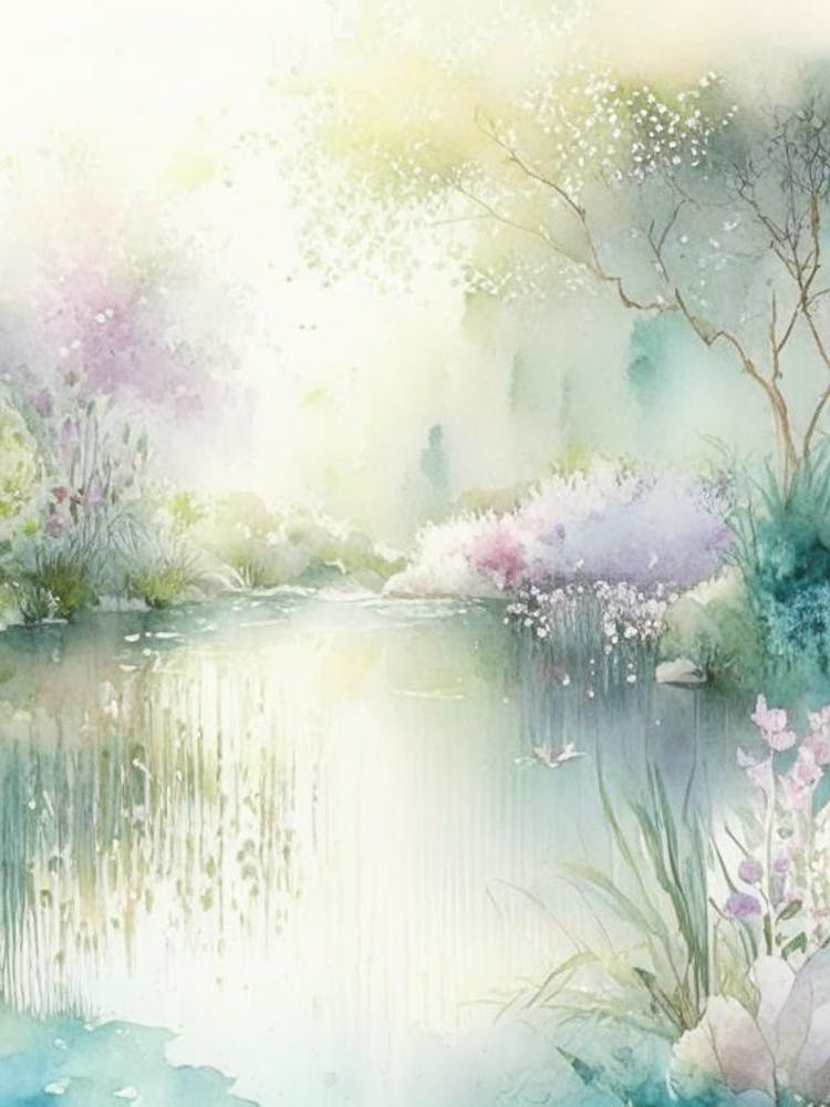 Water Gardens Waterscape Gouache 1