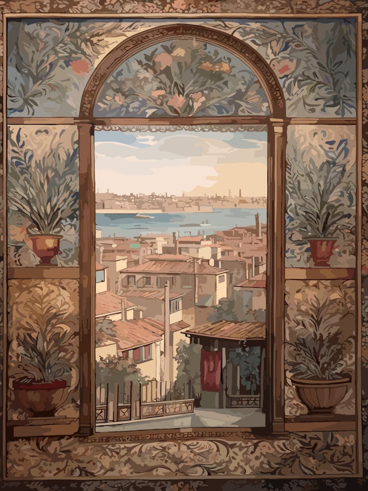 A Window View Of Venice In The Style Of Art Nouveau 1