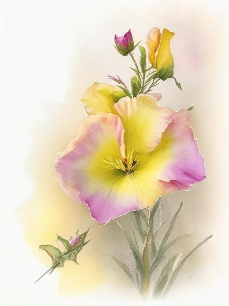 Evening Primrose Wildflower Watercolour 1