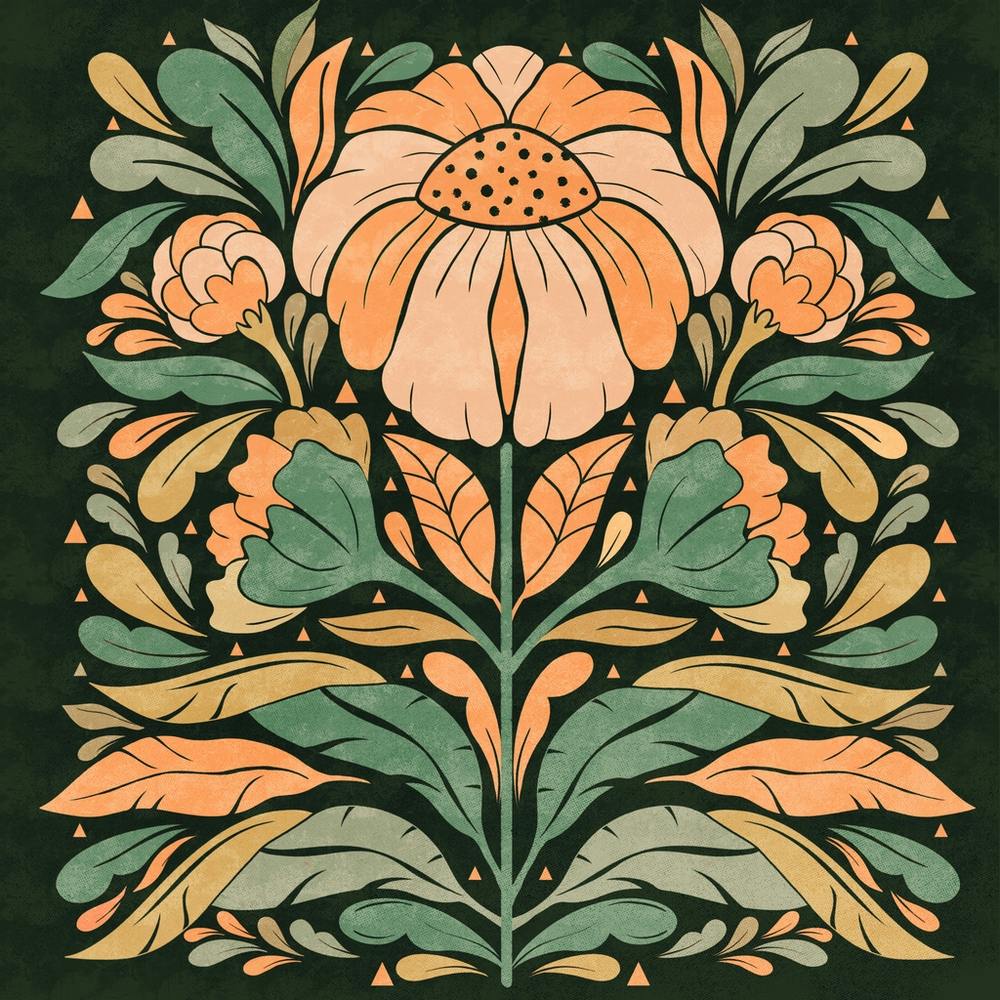 Florale texturierte Illustration – dunkler Hintergrund