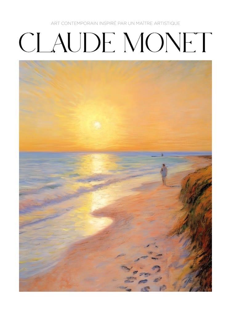Art Poster Echoing Monet Style Painting, Claude Monet Beach