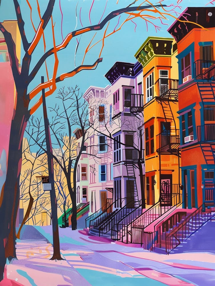 Kingsbridge New York Colourful Silkscreen Illustration 4