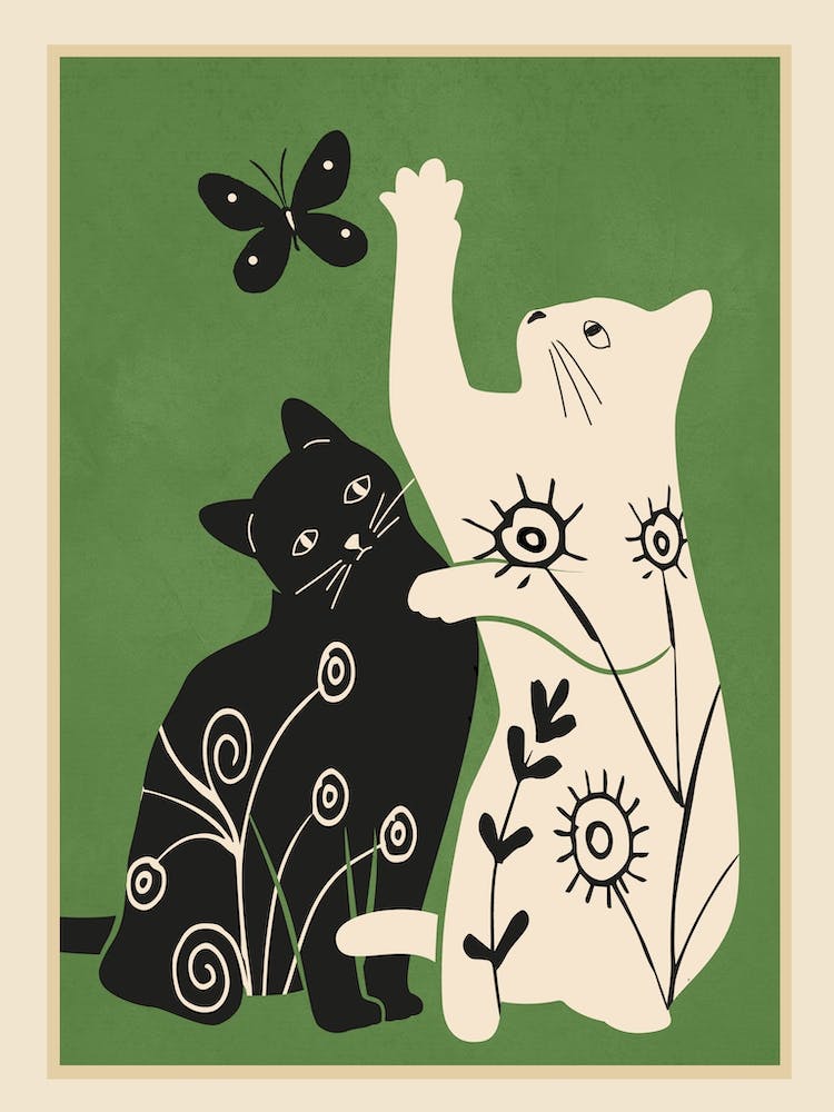 Abstract Floral Cats 1