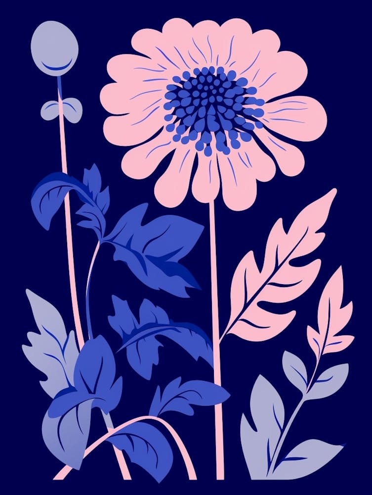 Illustration Fleur Bleue Chrysanthème 3