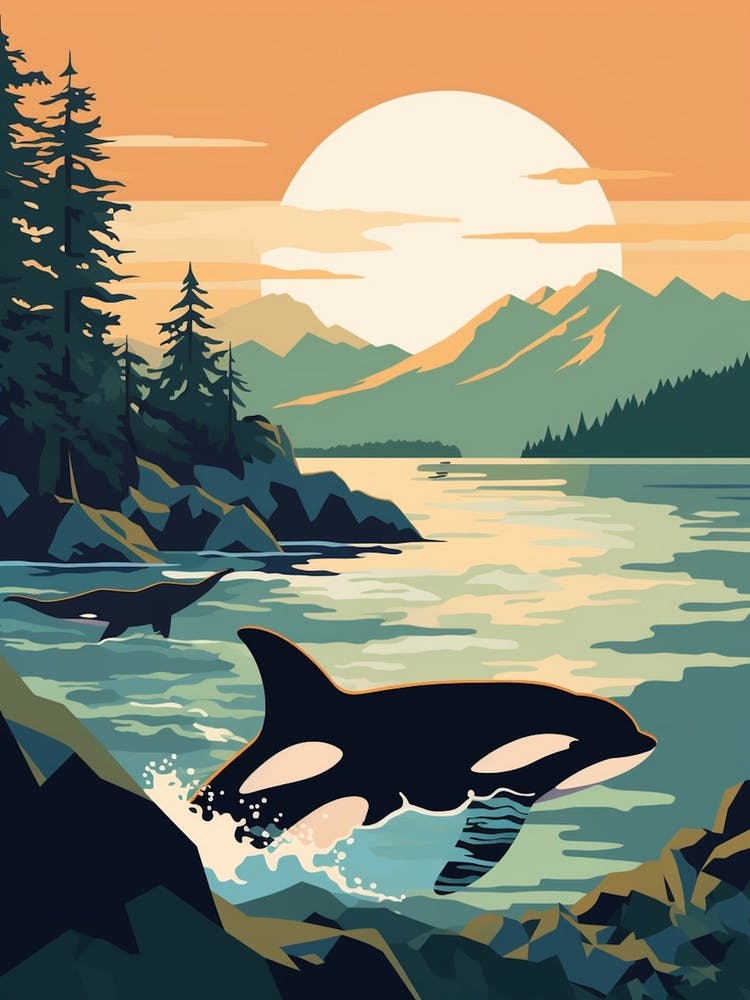 Orca Sunset & The Mountains Graphic Design 6